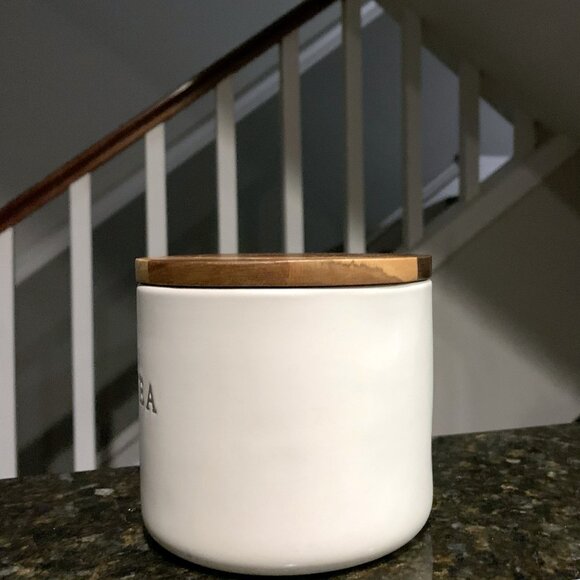 Hearth & Hand with Magnolia Stoneware TEA CANISTER and Wood Wooden Lid New 2023 - Picture 3 of 5